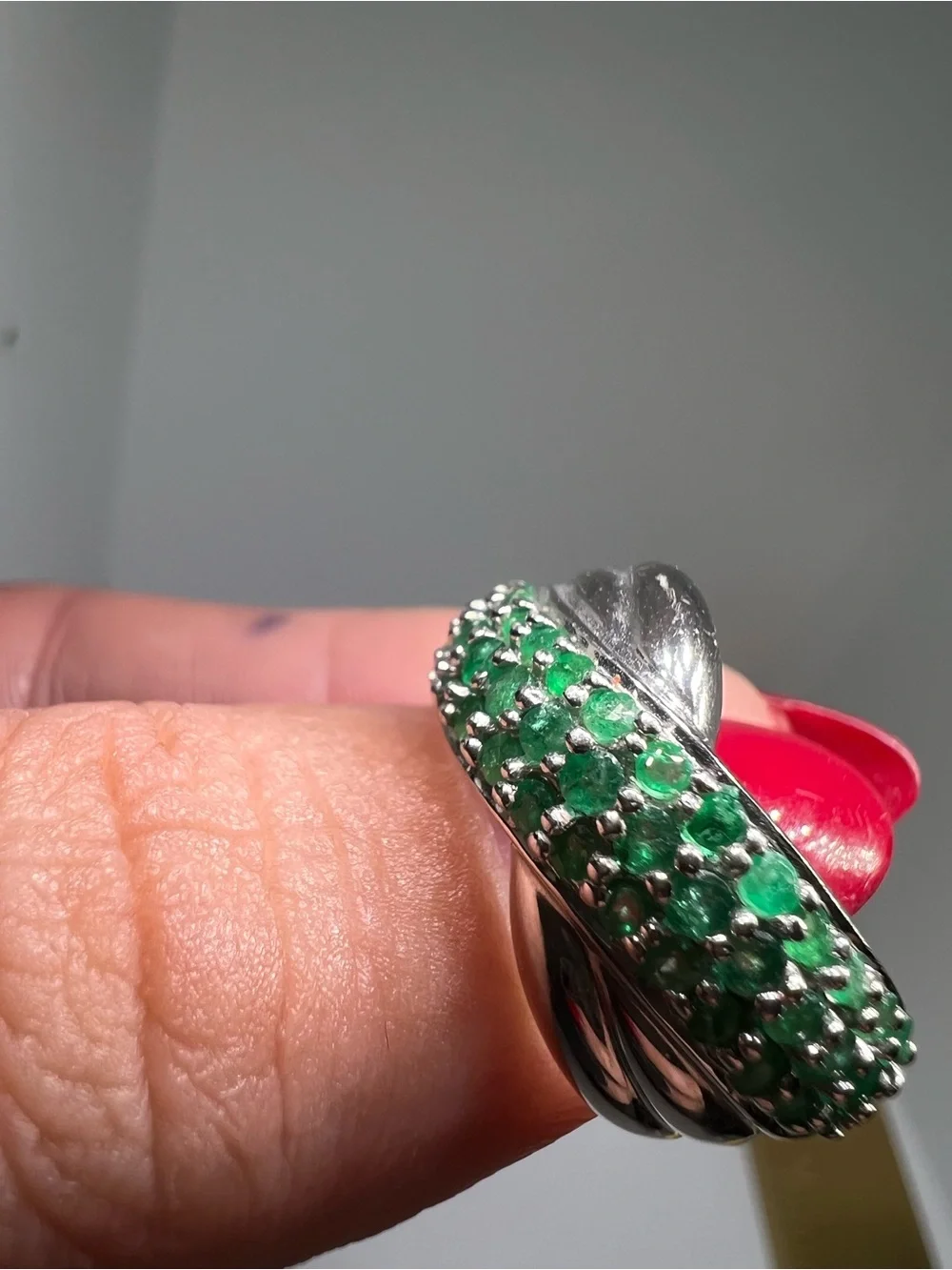 Emerald Pavè Sterling Silver Ring